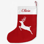 Silhouette der weißen Rentiere auf Rot und Individ Kleiner Weihnachtsstrumpf (Rückseite)