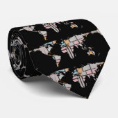 Silhouette der Weltkarte - Abstrakt Piet Mondrian Krawatte (Gerollt)