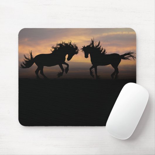 Silhouette der Wilden Pferde Mousepad (Mit Mouse)