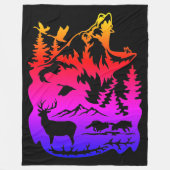 Silhouette der Wildtiere mit lebendiger Gradient Fleecedecke (Vorderseite)