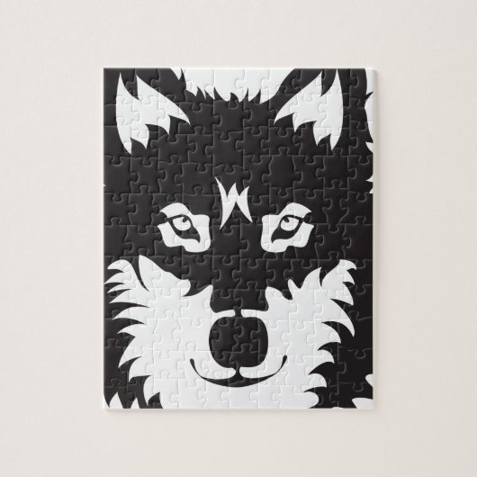 Silhouette der Wildwolf-Gesichter Puzzle (Vertikal)