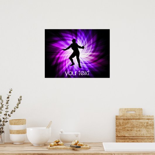 Silhouette der Zäune; lila Poster (Küche)