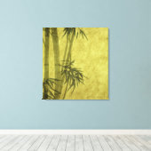 Silhouette der Zweige eines Bambus auf Papier Leinwanddruck (Insitu (Holzboden))