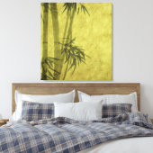 Silhouette der Zweige eines Bambus auf Papier Leinwanddruck (Insitu (Schlafzimmer))