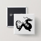 Silhouette des asiatischen Drachen Button (Vorne & Hinten)