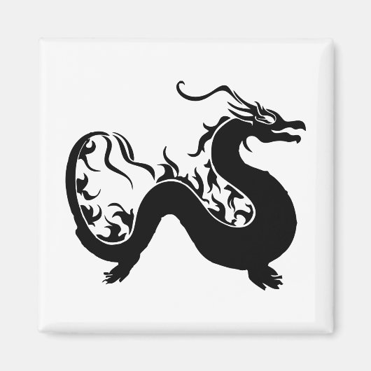 Silhouette des asiatischen Drachen Magnet (Vorne)