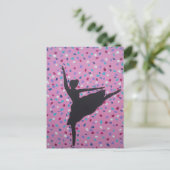 Silhouette des Balletts auf rosa Postkarte (Stehend Vorderseite)