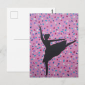 Silhouette des Balletts auf rosa Postkarte (Vorne/Hinten)