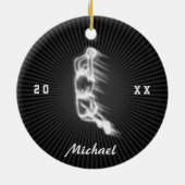 Silhouette des Basketballspielers Jahr Keramik Ornament (Hinten)