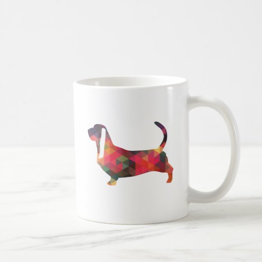 Silhouette des Basset Hound farbenfrohe geometrisc Kaffeetasse (Rechts)