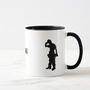 Silhouette des Bauarbeiters Name Tasse