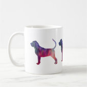 Silhouette des Bluthuhns und farbenfrohe Geomuster Kaffeetasse (Links)