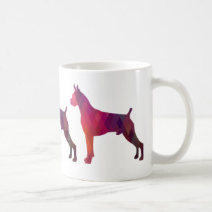 Silhouette des Boxer Dog Wasserfarbe Geometrische Kaffeetasse