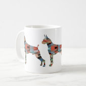 Silhouette des Boxer Dog Wasserfarbe Geometrische  Kaffeetasse (Vorderseite Links)