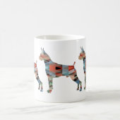 Silhouette des Boxer Dog Wasserfarbe Geometrische  Kaffeetasse (Mittel)