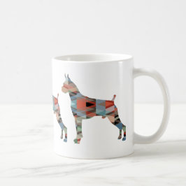 Silhouette des Boxer Dog Wasserfarbe Geometrische  Kaffeetasse