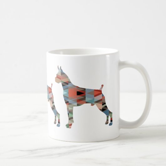 Silhouette des Boxer Dog Wasserfarbe Geometrische  Kaffeetasse (Rechts)