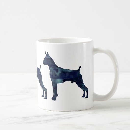 Silhouette des Boxer Dog Wasserfarbe Geometrische  Kaffeetasse (Rechts)