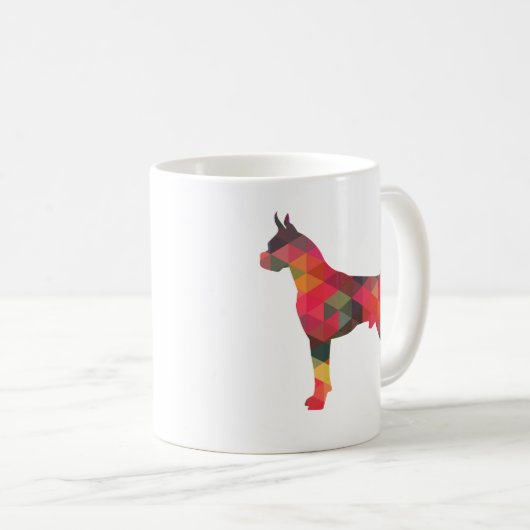 Silhouette des Boxer Dog Wasserfarbe Geometrische Kaffeetasse (VorderseiteRechts)