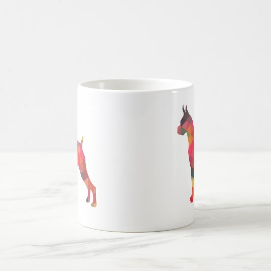 Silhouette des Boxer Dog Wasserfarbe Geometrische  Kaffeetasse (Mittel)
