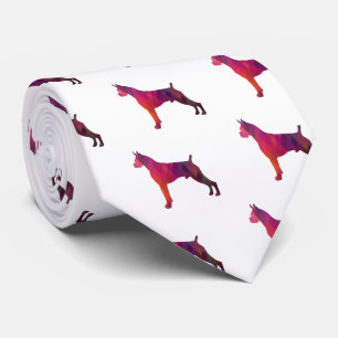 Silhouette des Boxer Dog Wasserfarbe Geometrische Krawatte