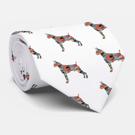 Silhouette des Boxer Dog Wasserfarbe Geometrische Krawatte (Gerollt)