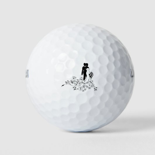 Silhouette des Braut- und Hochzeitskonzepts Golfball (Vorderseite)