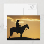 Silhouette des Cowboys auf Pferden bei Sonnenunter Postkarte (Vorne/Hinten)
