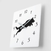Silhouette des deutschen Schäferhundes Jumping Quadratische Wanduhr (Winkel)