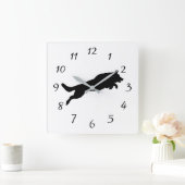 Silhouette des deutschen Schäferhundes Jumping Quadratische Wanduhr (Zuhause)