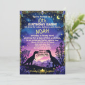 Silhouette des Dino mit Dinosaurier-Abend Einladung (Stehend Vorderseite)