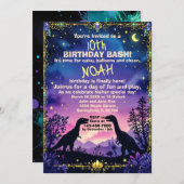 Silhouette des Dino mit Dinosaurier-Abend Einladung (Vorne/Hinten)