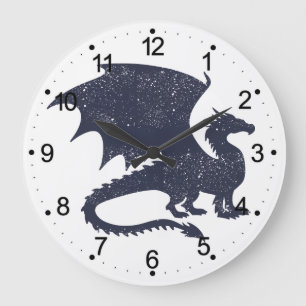 Silhouette des Drachen - Hintergrundfarbe auswähl Große Wanduhr