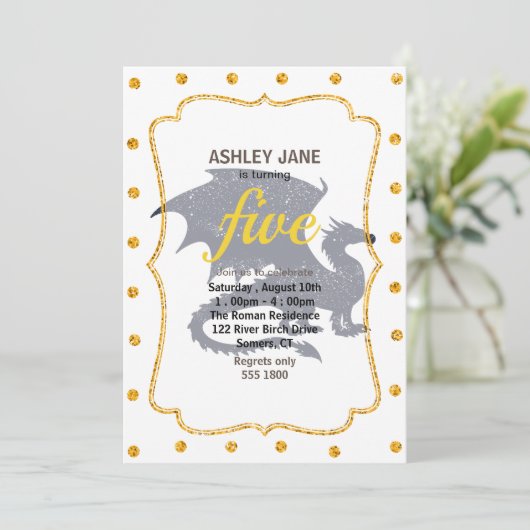 Silhouette des Drachen - Hintergrundfarbe auswähle Einladung (Stehend Vorderseite)