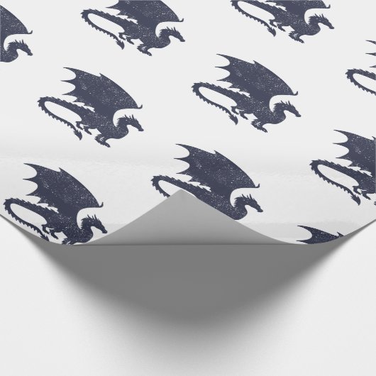 Silhouette des Drachens - Hintergrundfarbe auswähl Geschenkpapier (Ecke)