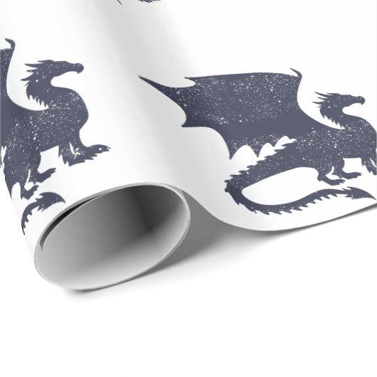 Silhouette des Drachens - Hintergrundfarbe auswähl Geschenkpapier (Rolleneckpunkt)