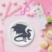 Silhouette des Drachens - Hintergrundfarbe auswähl Pappteller (Party)