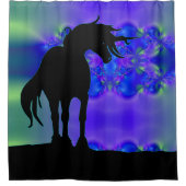 Silhouette des Einhorns (blass mit psychedlic) Duschvorhang (Vorderseite)