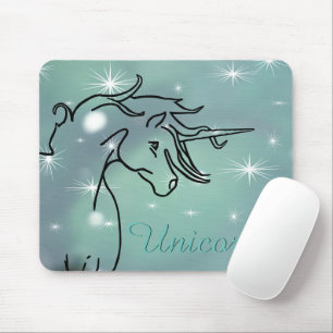 Silhouette des Einhorns (grün mit glänzenden Stern Mousepad