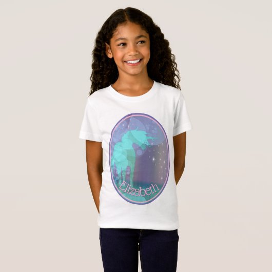 Silhouette des Einhorns (Regenbogenblasen) T-Shirt (Vorne ganz)