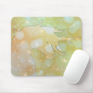Silhouette des Einhorns (scheußlich gelbe Sterne) Mousepad