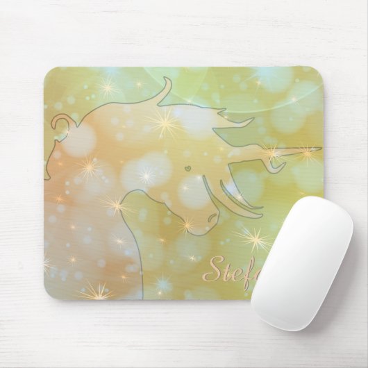 Silhouette des Einhorns (scheußlich gelbe Sterne) Mousepad (Mit Mouse)