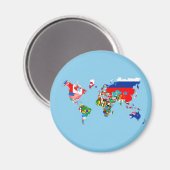 Silhouette des Flaggenbildes der Weltkarte Magnet (Vorderseite/Rückseite)