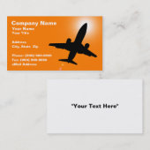 Silhouette des Flugzeuges gegen Sonnenuntergang Visitenkarte (Vorne/Hinten)