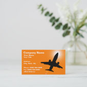 Silhouette des Flugzeuges gegen Sonnenuntergang Visitenkarte (Stehend Vorderseite)