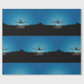 Silhouette des Flugzeugs bei Nacht Geschenkpapier (Flach)