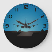Silhouette des Flugzeugs bei Nacht Große Wanduhr (Vorderseite)