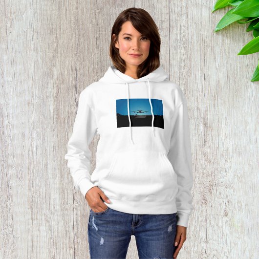 Silhouette des Flugzeugs bei Nacht Hoodie