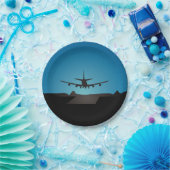 Silhouette des Flugzeugs bei Nacht Pappteller (Party)