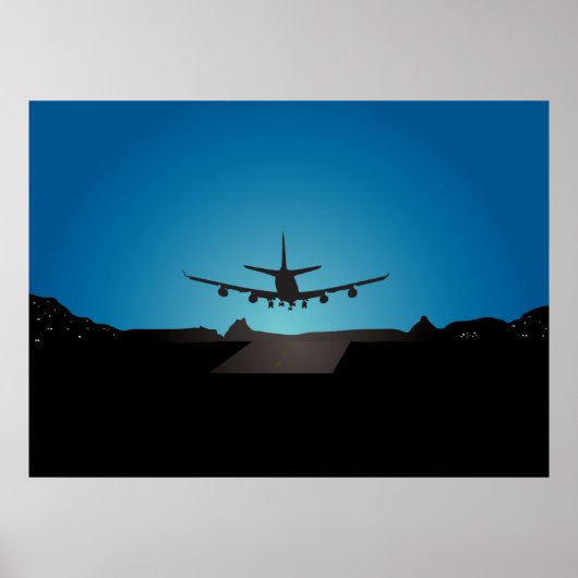 Silhouette des Flugzeugs bei Nacht Poster (Vorne)